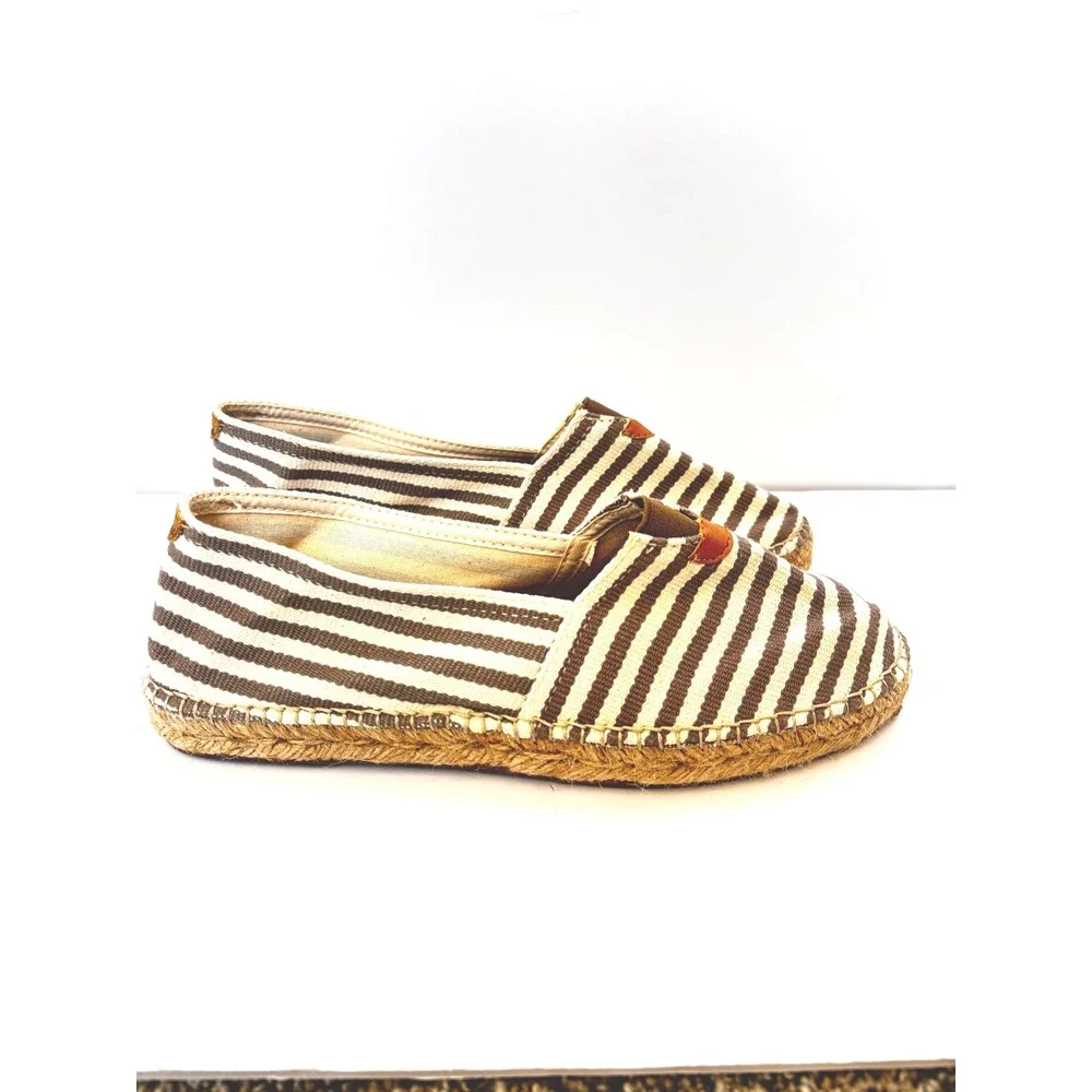 Toni Pons Women's‎ Espadrille Slip On Shoes Taupe cream Striped Casual Size 9